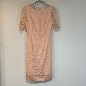 ANTONIO MELANI evening dress. Size 0. Blush pink, full lace.